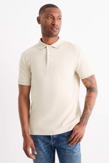 Hommes - Polo en maille - regular fit - finition texturée - beige