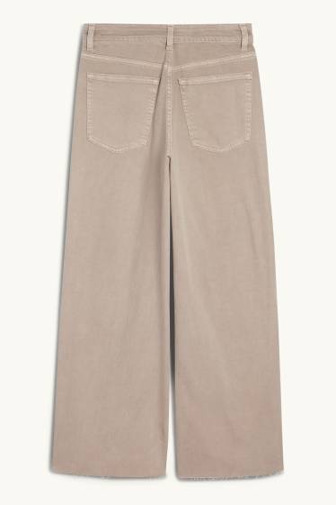 Dames - Korte wide leg jeans - mid waist - jeansgrijs