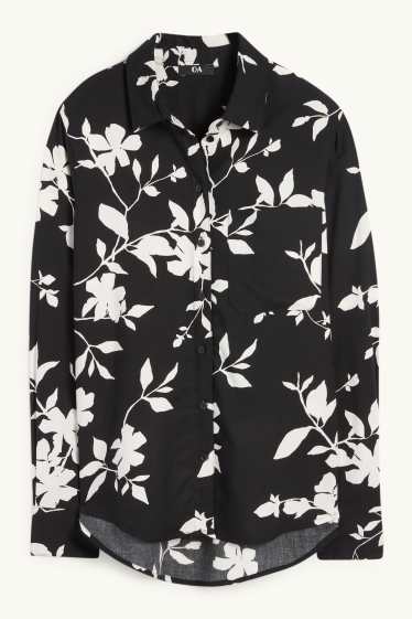 Women - Blouse - floral - black / white