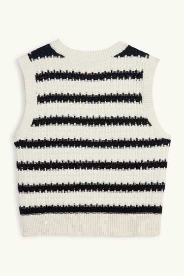 Femei - Vestă tricotată - cu dungi - structurată - negru / alb