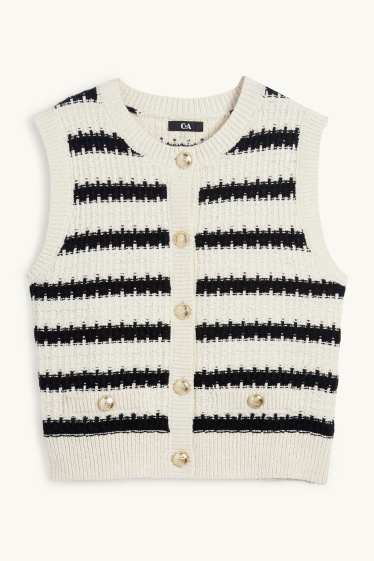 Femei - Vestă tricotată - cu dungi - structurată - negru / alb