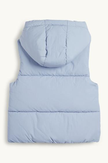 Děti - dívky - Prošívaná vesta s kapucí - z vodoodpudivého materiálu - světle modrá