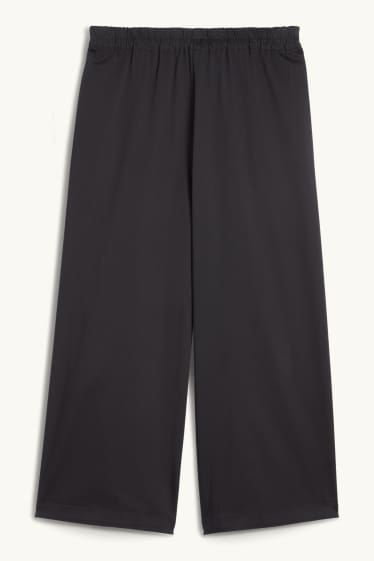 Femmes - Pantalon en toile - high waist - wide leg - noir