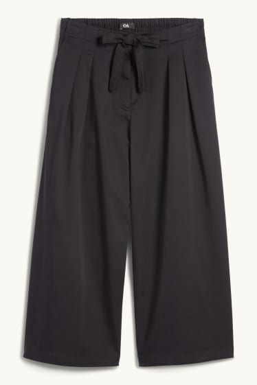 Femmes - Pantalon en toile - high waist - wide leg - noir