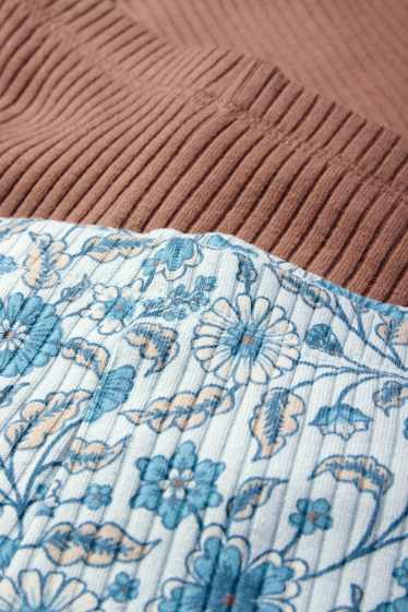 Enfants filles - Lot de 2 - fleurs - flared leggings - finition côtelée - bleu clair