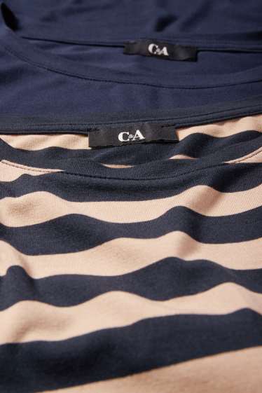 Femmes - Lot de 2 - hauts à manches longues - regular fit - bleu foncé