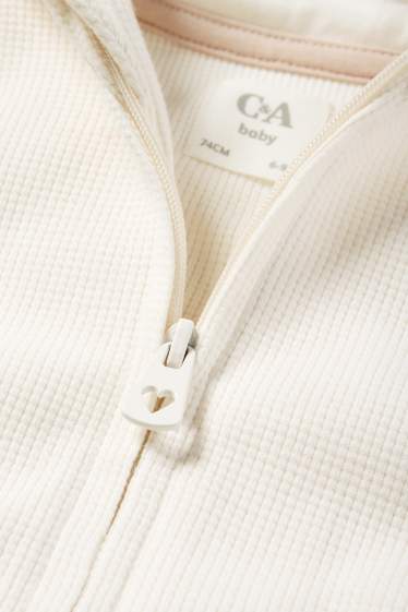 Neonate - Giacca in felpa con cappuccio neonati - tessuto tramato - bianco crema