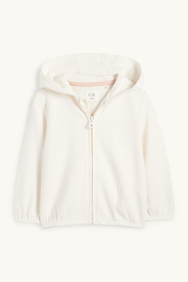 Neonate - Giacca in felpa con cappuccio neonati - tessuto tramato - bianco crema