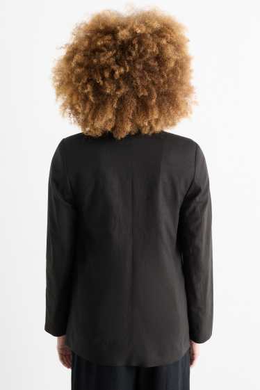 Donna - Blazer lungo - relaxed fit - misto lino - nero