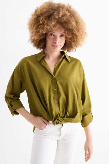 Damen - Bluse mit Knotendetail - grün