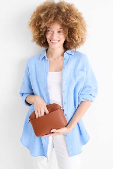 Donna - Borsa a tracolla con spallaccio staccabile - similpelle - marrone