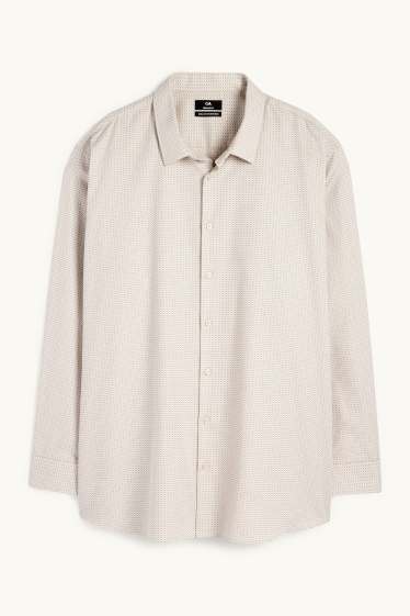 Men - Business shirt - regular fit - kent collar - easy-iron - patterned - beige