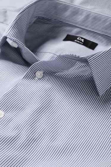 Heren - Business-overhemd - Slim Fit - kent - gestreept - blauw / wit