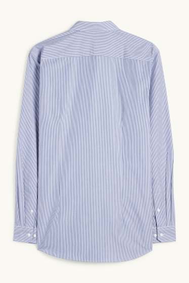 Heren - Business-overhemd - Slim Fit - kent - gestreept - blauw / wit