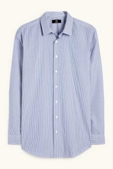 Heren - Business-overhemd - Slim Fit - kent - gestreept - blauw / wit