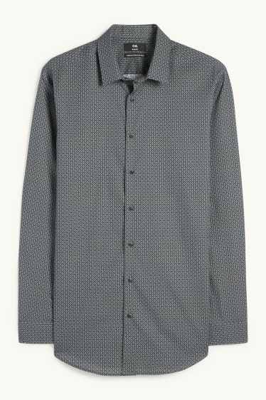 Men - Business shirt - slim fit - kent collar - easy-iron - minimal print - dark green
