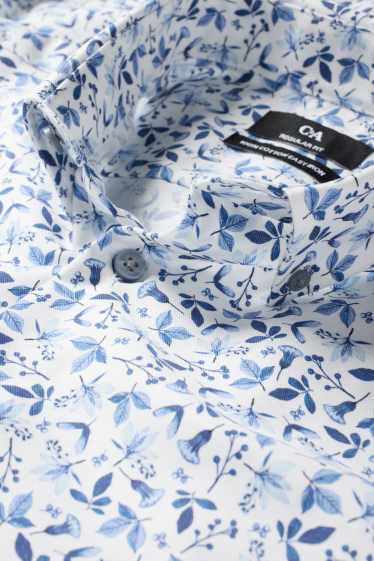 Men - Business shirt - regular fit - kent collar - easy-iron - patterned - blue / white