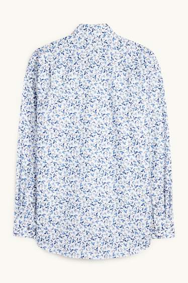 Men - Business shirt - regular fit - kent collar - easy-iron - patterned - blue / white