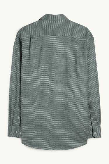 Bărbați - Cămașă office - regular fit - guler Kent - nu necesită călcare - cu model - verde închis