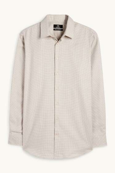 Bărbați - Cămașă office - regular fit - guler Kent - nu necesită călcare - cu model - bej