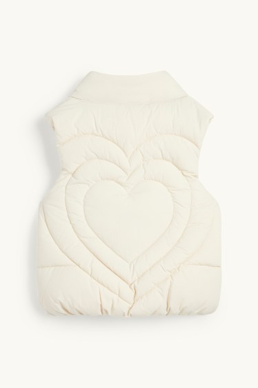 Kinder Mädchen - Herz - Steppweste - wasserabweisend - cremeweiß