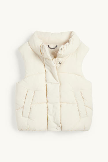 Kinder Mädchen - Herz - Steppweste - wasserabweisend - cremeweiß