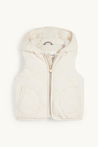 Baby Girls - Baby quilted gilet with hood - water-repellent - cremewhite