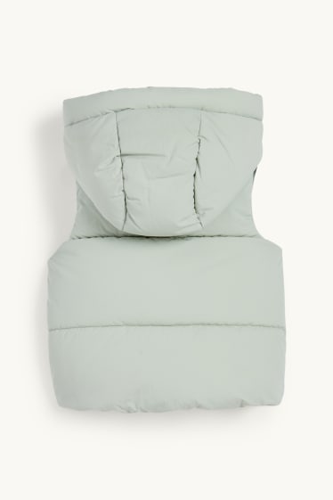 Baby Girls - Baby quilted gilet with hood - water-repellent - mint green