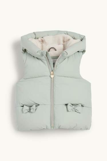 Baby Girls - Baby quilted gilet with hood - water-repellent - mint green