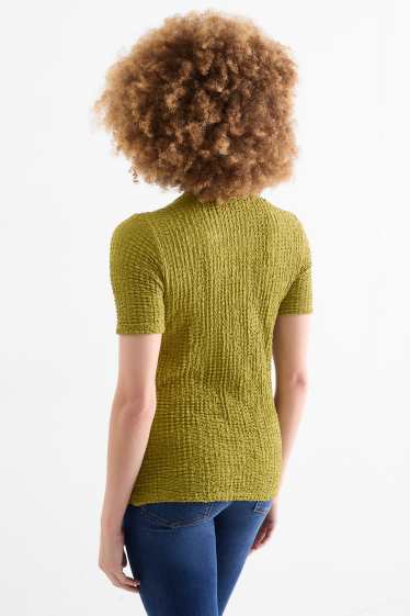 Dona - Samarreta de màniga curta - regular fit - texturada - verd