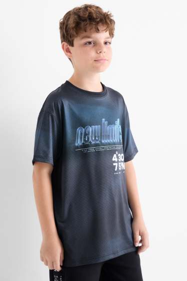 Kinder Jungen - Funktions-Shirt - gemustert - dunkelblau
