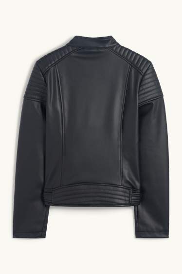 Enfants filles - Blouson de motard - matière synthétique - noir