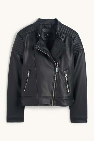 Enfants filles - Blouson de motard - matière synthétique - noir