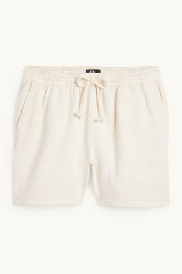 Dames - Korte broek - mid waist - crèmekleurig