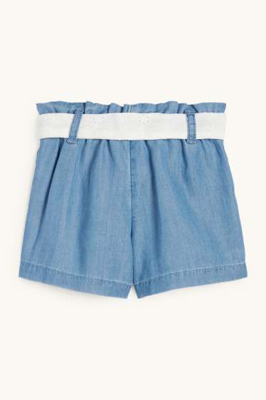 Baby Mädchen - Baby-Shorts mit Gürtel - Jeans-Look - blau