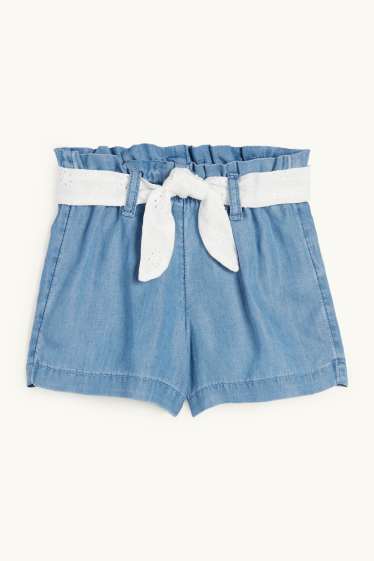 Baby Mädchen - Baby-Shorts mit Gürtel - Jeans-Look - blau