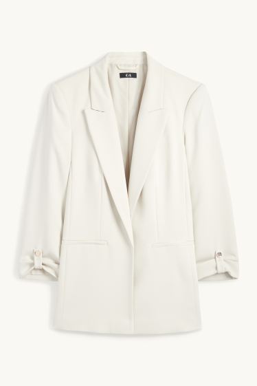 Women - Long blazer- regular fit - cremewhite