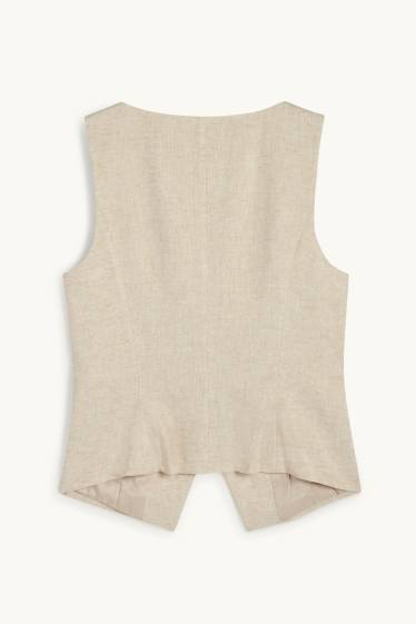 Women - Business waistcoat - regular fit - linen blend - beige / gold