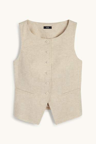 Women - Business waistcoat - regular fit - linen blend - beige / gold