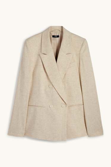 Dona - Americana formal - regular fit - mescla de lli - beix/daurat