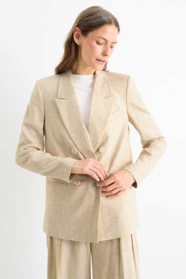 Dona - Americana formal - regular fit - mescla de lli - beix/daurat