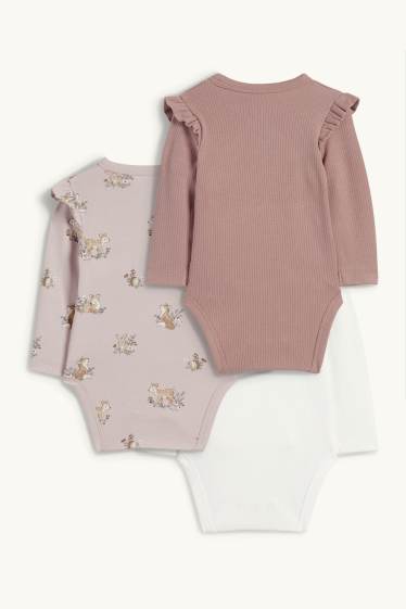 Baby: jongens - Set van 3 - egel, ree en konijn - baby-wikkelrompertje - roze