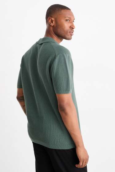 Home - Polo de punt - relaxed fit - texturat - verd