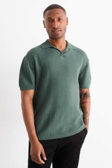 Home - Polo de punt - relaxed fit - texturat - verd