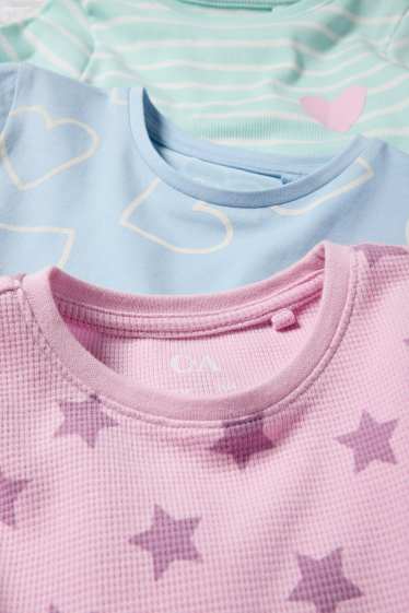Enfants filles - Lot de 3 - cœurs et étoiles - pyjamas - 6 pièces - rose