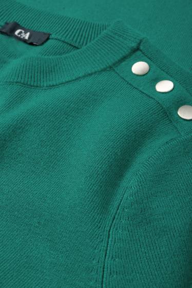 Women - Knitted jumper - short sleeve - dark green