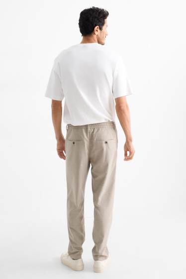 Pánské - Kalhoty chino - tapered fit - s úzkými proužky - béžová