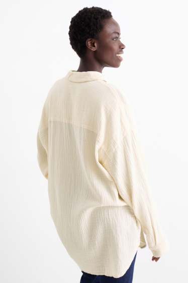 Donna - Blusa di mussola - beige chiaro