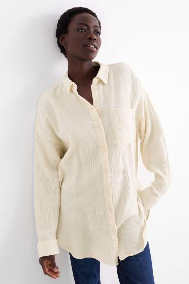 Donna - Blusa di mussola - beige chiaro