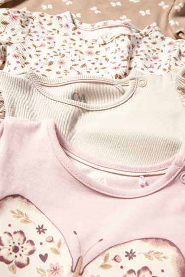 Bébés filles - Lot de 4 - papillon - hauts à manches longues pour bébé - rose